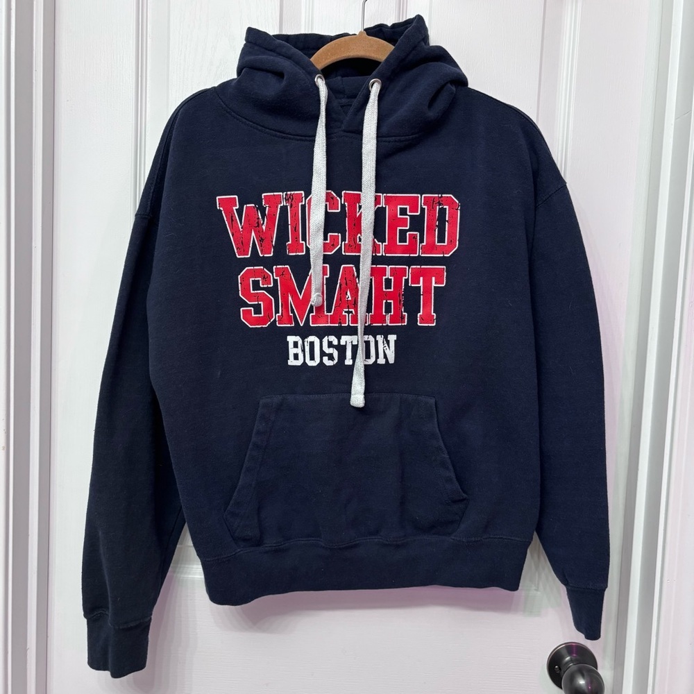 Navy “Wicked Smaht Boston” Hoodie | Bay State Gear Size S
